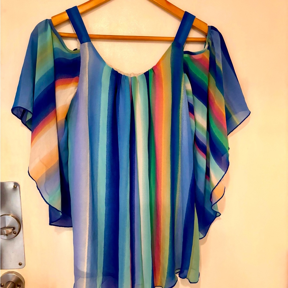 Multicolor Striped Women's Top, Size 2, Suzy Shier